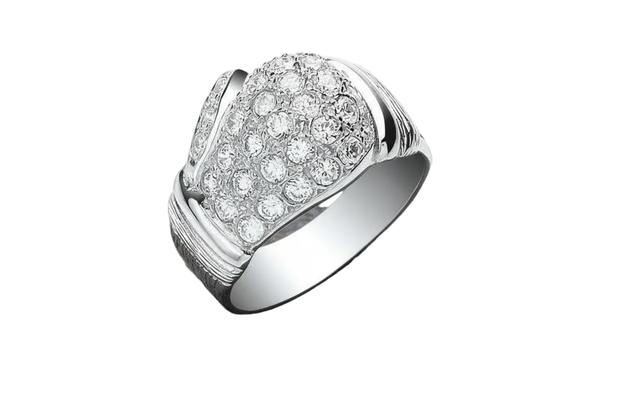Mens Boxing Glove Ring Solid Sterling Silver with Sparkling Clear Stones for Stylish Accessories