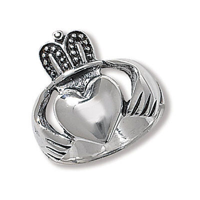 J R Jewellery men's Claddagh ring 925 hallmark sterling silver with heart, crown, and hands design