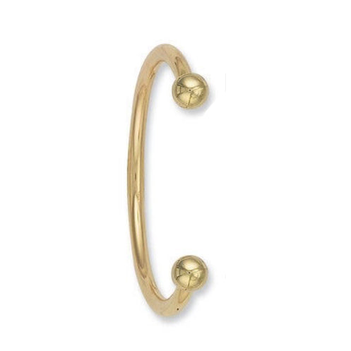Stylish Mens Gold Torque Bangle with Two Polished Ball Ends for Modern Elegance