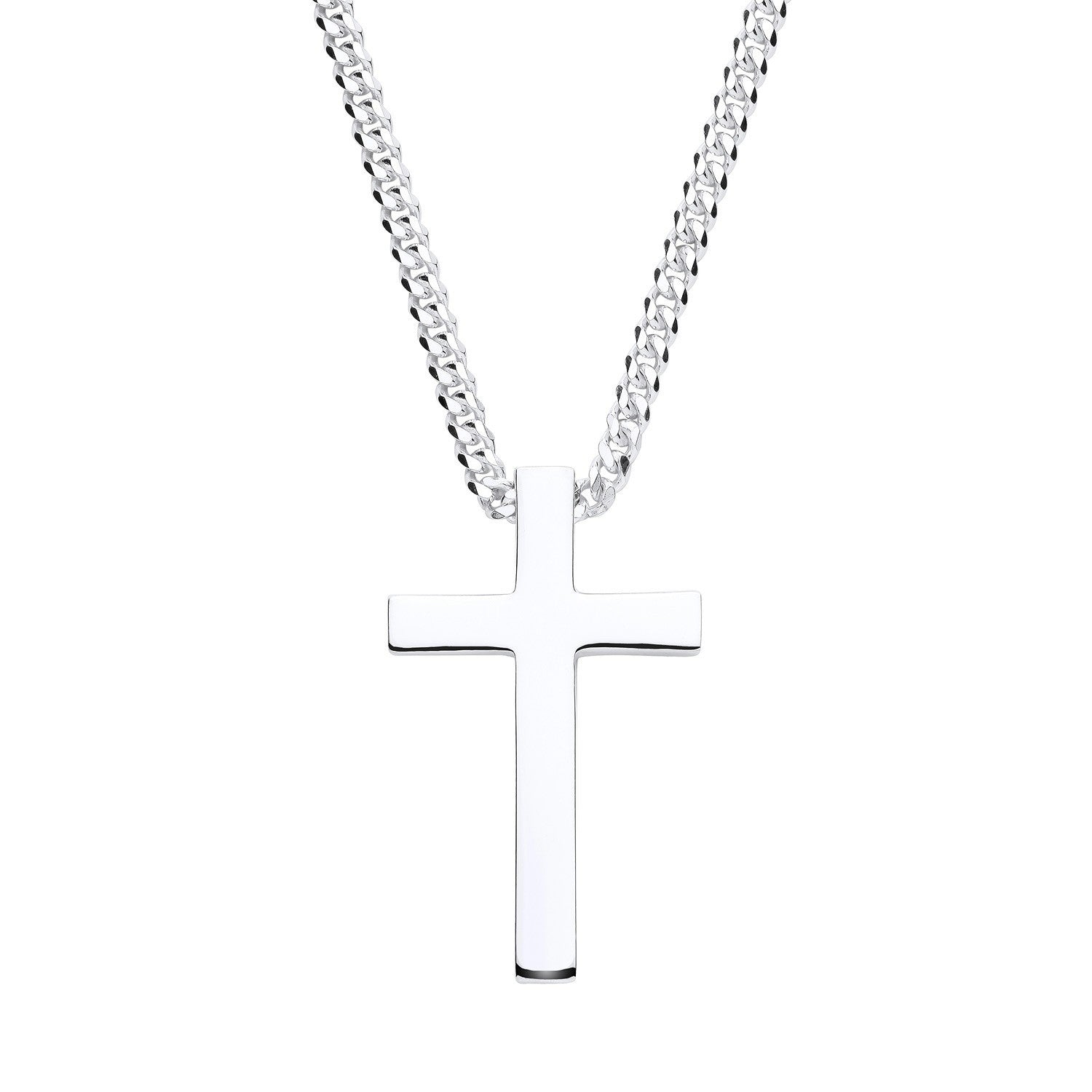 Mens Heavy Weight Cross Pendant on a Silver Chain for a Bold Statement