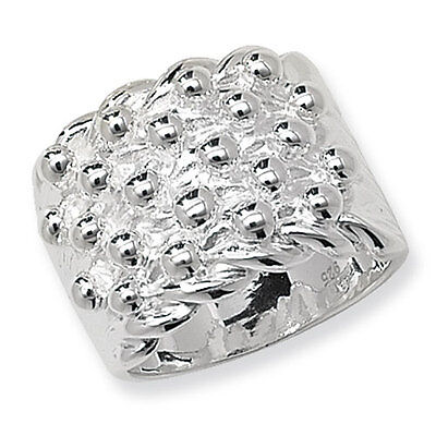 Stylish Mens Keeper Ring Sterling Silver with a textured design and polished finish