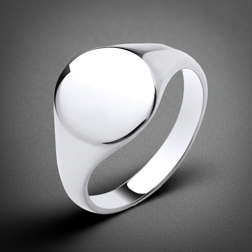 J R Jewellery Mens Oval Signet Ring in polished silver with a sleek, modern design