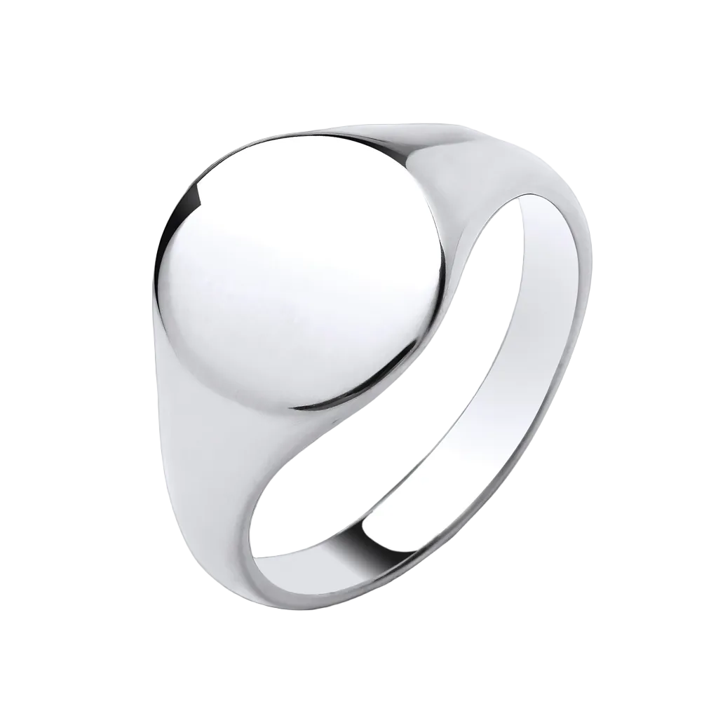 J R Jewellery Mens Oval Signet Ring in polished silver, ideal for stylish everyday wear