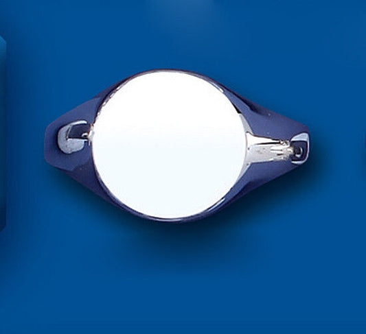 Mens silver signet ring with a polished round face and smooth band by J R Jewellery