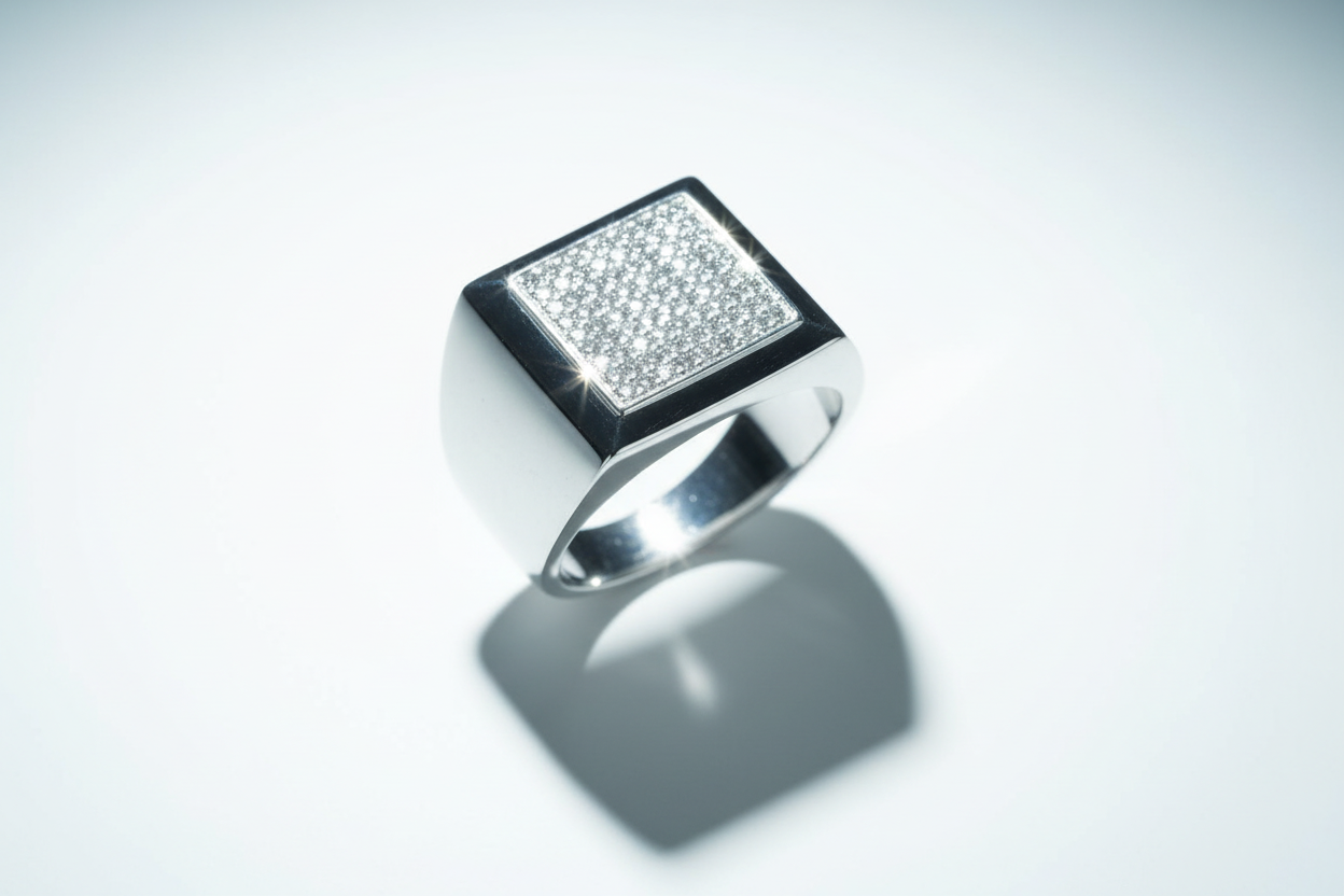 Gent's Gemstone Square Signet Ring Sterling Silver Full Hallmark British Made