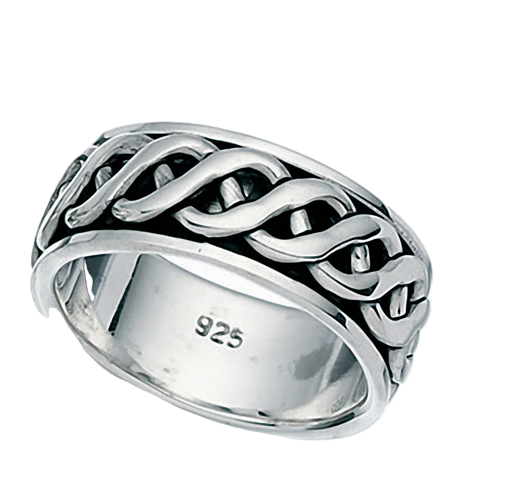 Men's Sterling Silver Celtic Ring Rotating Spinner Worry 925 Hallmark