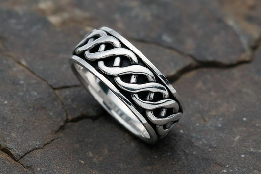 Men's Sterling Silver Celtic Ring Rotating Spinner Worry 925 Hallmark