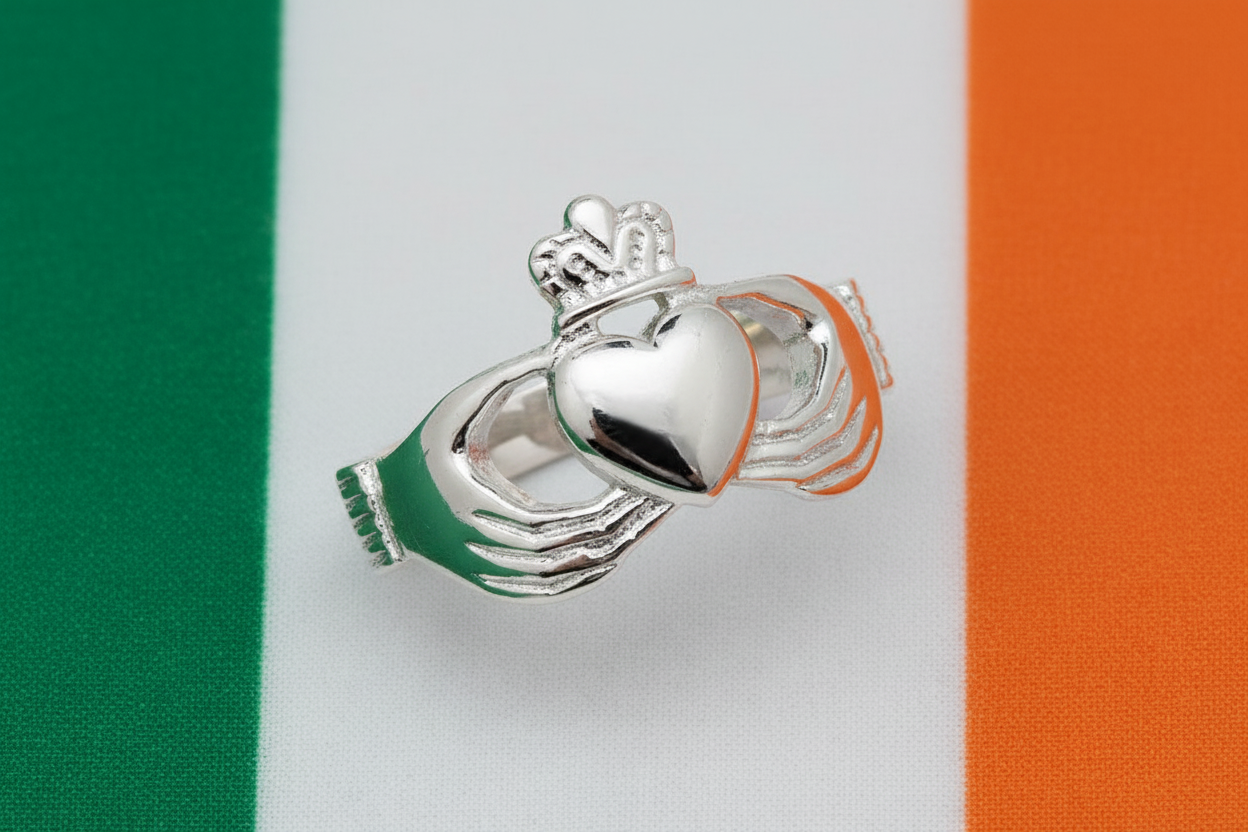 Men's Sterling Silver Claddagh Ring 925 Hallmark