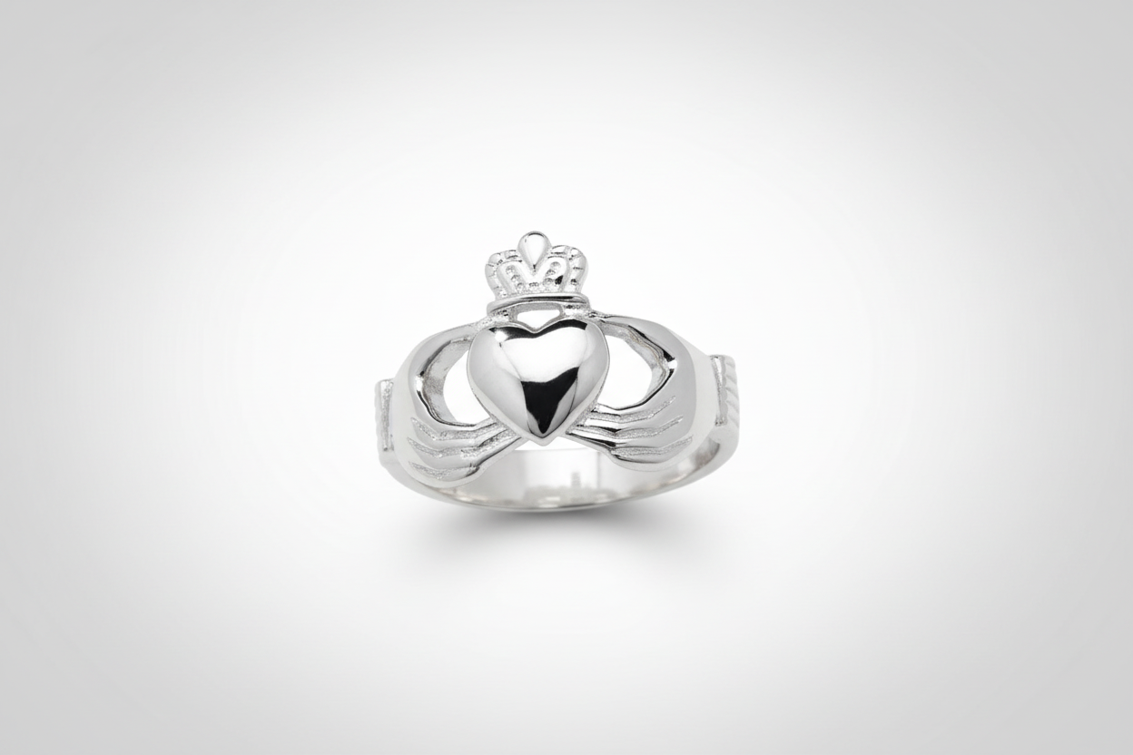 Men's Sterling Silver Claddagh Ring 925 Hallmark