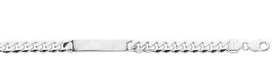 Men's sterling silver identity bracelet with a polished link design for personalised engraving