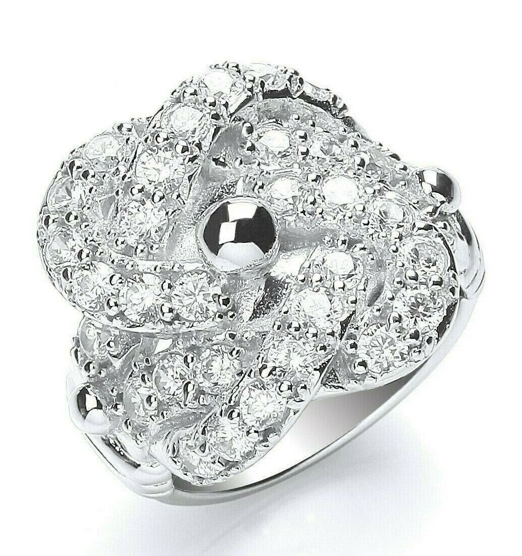 Stylish Mens Sterling Silver Knot Ring with Sparkling Zirconia for Elegant Occasions