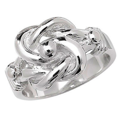 Men's sterling silver knot ring by J R Jewellery with polished intricate knot design