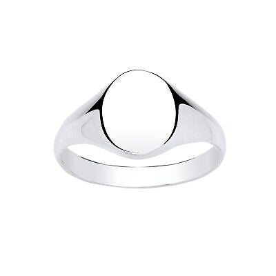 Mens Sterling Silver Oval Signet Ring with a polished finish and a classic design for everyday wear
