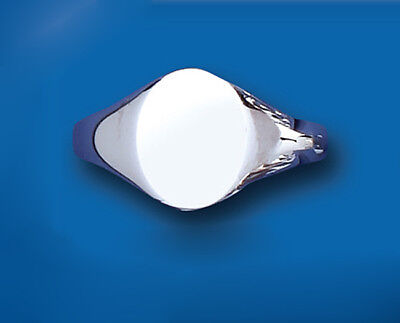 Mens Sterling Silver Oval Signet Ring with a polished smooth surface and modern design