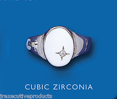Mens Sterling Silver Oval Signet Ring With Gemstone featuring a central cubic zirconia stone
