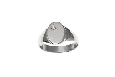 Mens Sterling Silver Oval Signet Ring With Gemstone featuring a polished finish and elegant design
