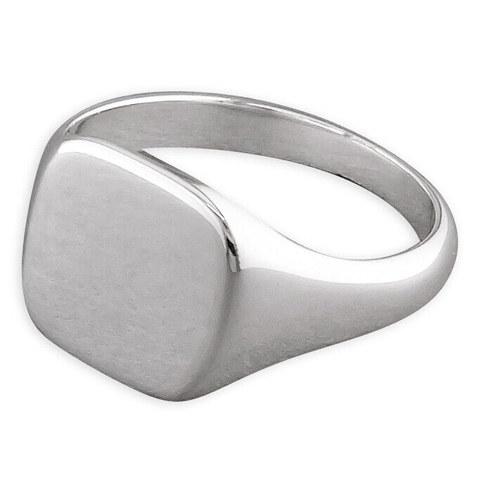 Mens Sterling Silver Square Cushion Signet Ring with a sleek and polished design for everyday wear