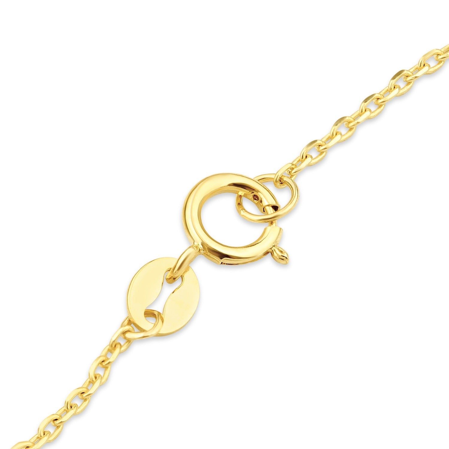 Close-up of the clasp on an Open Heart Gold Chain Bracelet from J R Jewellery