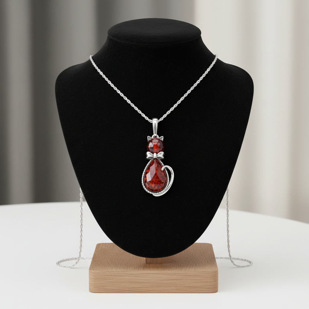 J R Jewellery Silver Necklace featuring a stunning pendant amber design with intricate detailing