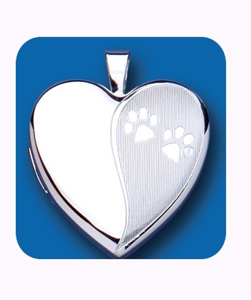 Silver Pet Memorial Heart Locket with Paw Print Design to Cherish Your Beloved Pets