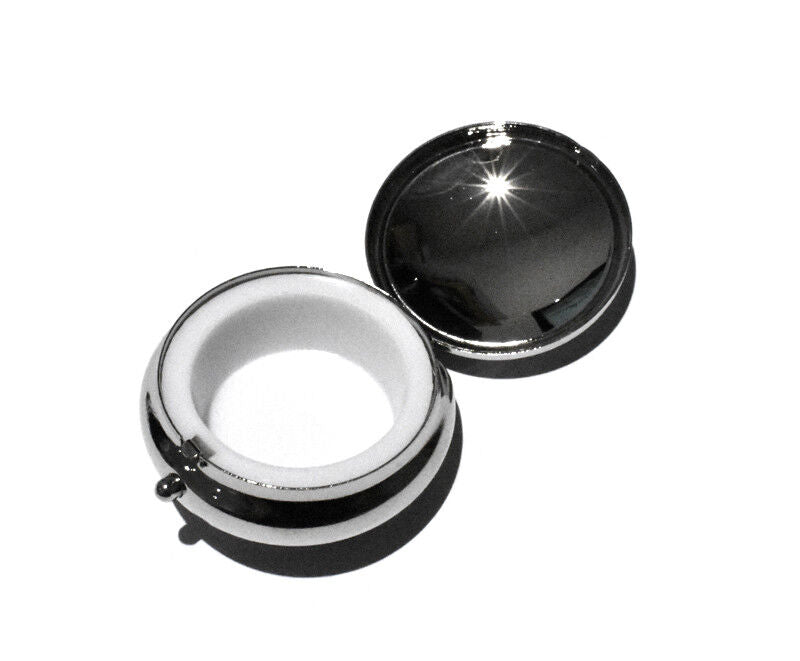 Pill Box Silver Plated Owl Blue with a shiny finish and spacious interior for storing small items