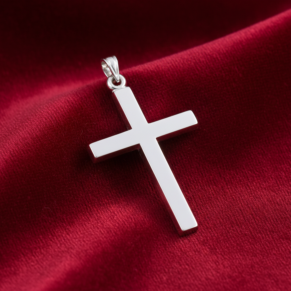Elegant Plain Cross Pendant in polished silver, perfect for everyday wear or special occasions