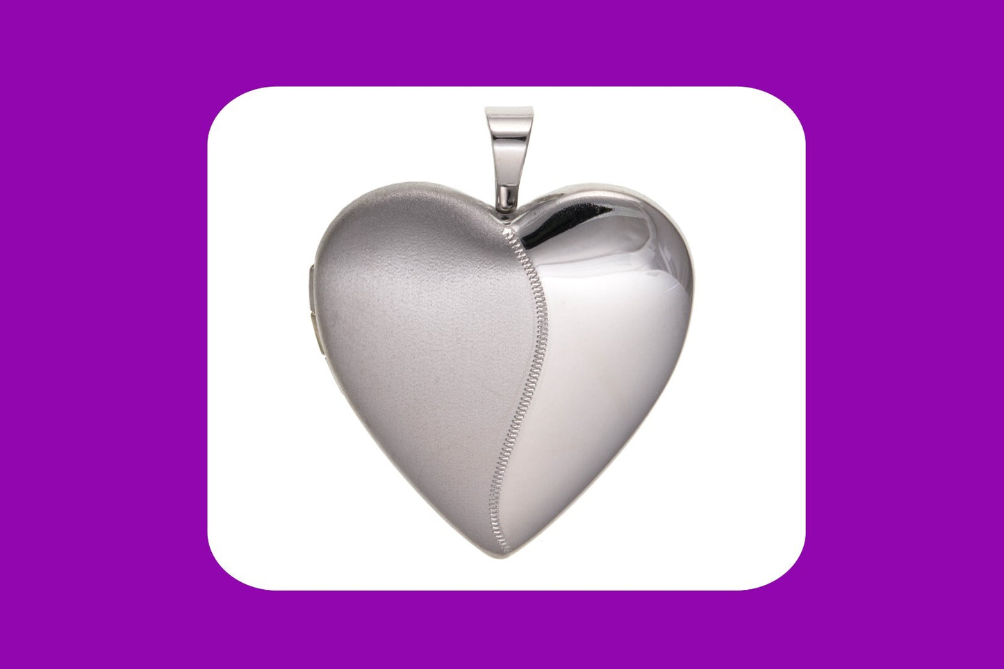 Polished And Satin Heart Locket in Silver with a Unique Split Design for Keepsakes