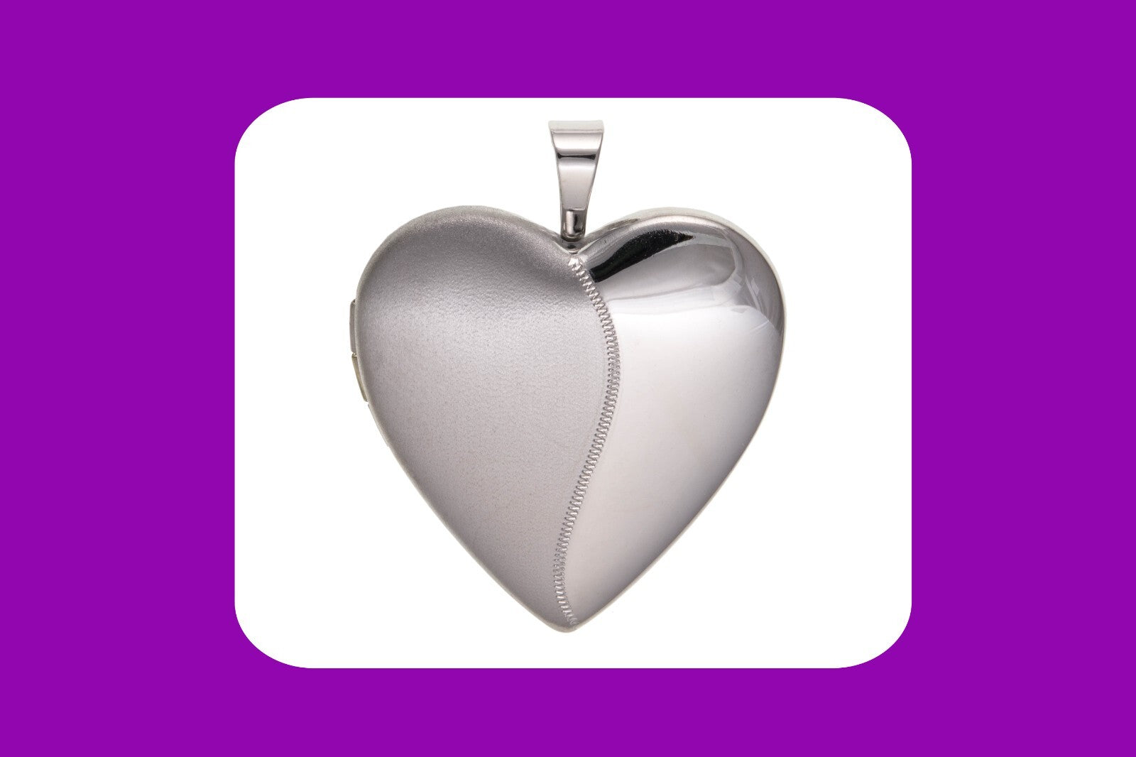Polished And Satin Heart Locket in Silver with a Unique Split Design for Keepsakes