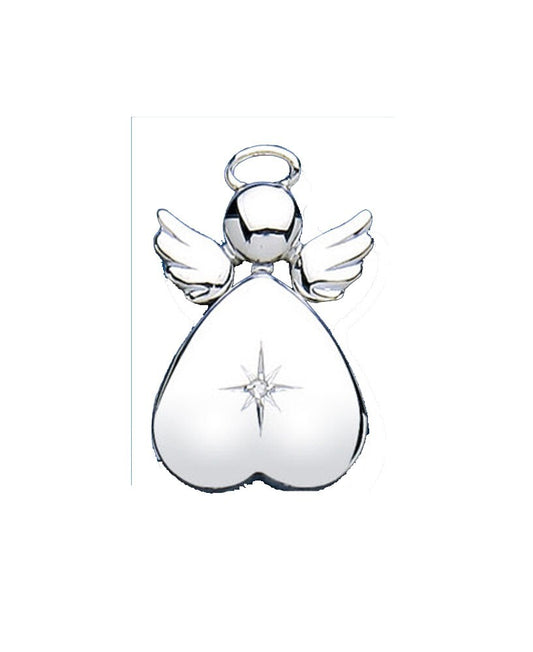 Real Diamond Angel Heart Locket in Silver with Delicate Wing Design and Star Detail