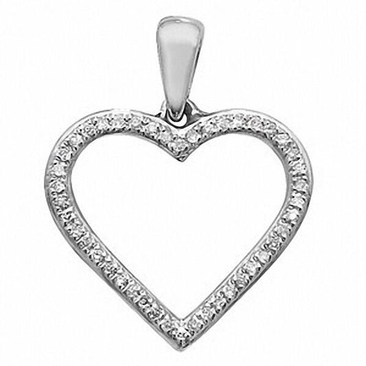 Elegant real diamond heart pendant in silver with sparkling diamond accents for a timeless gift