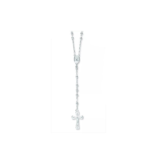 Rosary Beads Cross Solid Sterling Silver Necklace 24"