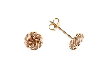 J R Jewellery rose gold knot stud earrings with twisted design and butterfly backings