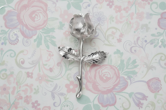 Rose Brooch Solid Sterling Silver hallmarked