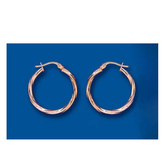 Rose Gold Hoop Earrings Rope Twist Hoop Creole Red Gold Hoops 24mm
