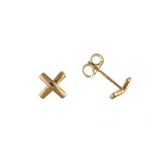 Rose Gold Kiss Stud Earrings Crossover Studs Solid 9 Carat British Made