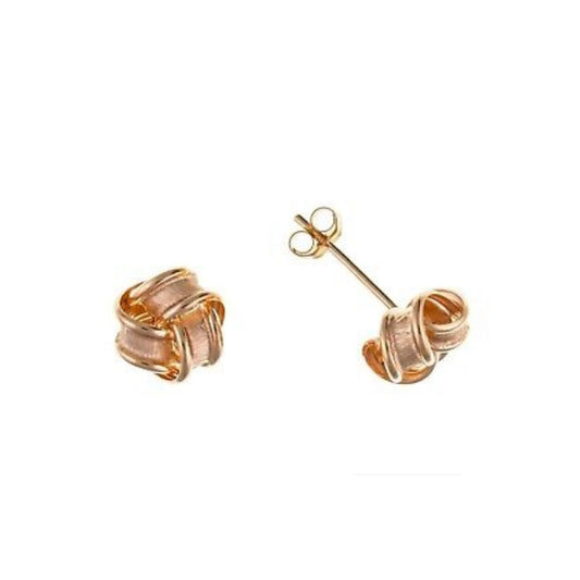 Rose Gold Knot Stud Earrings 8mm 9 Carat 375 Hallmark British Made