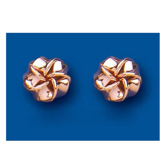 Rose Gold Knot Stud Earrings 8mm 9 Carat 375 Hallmark British Made