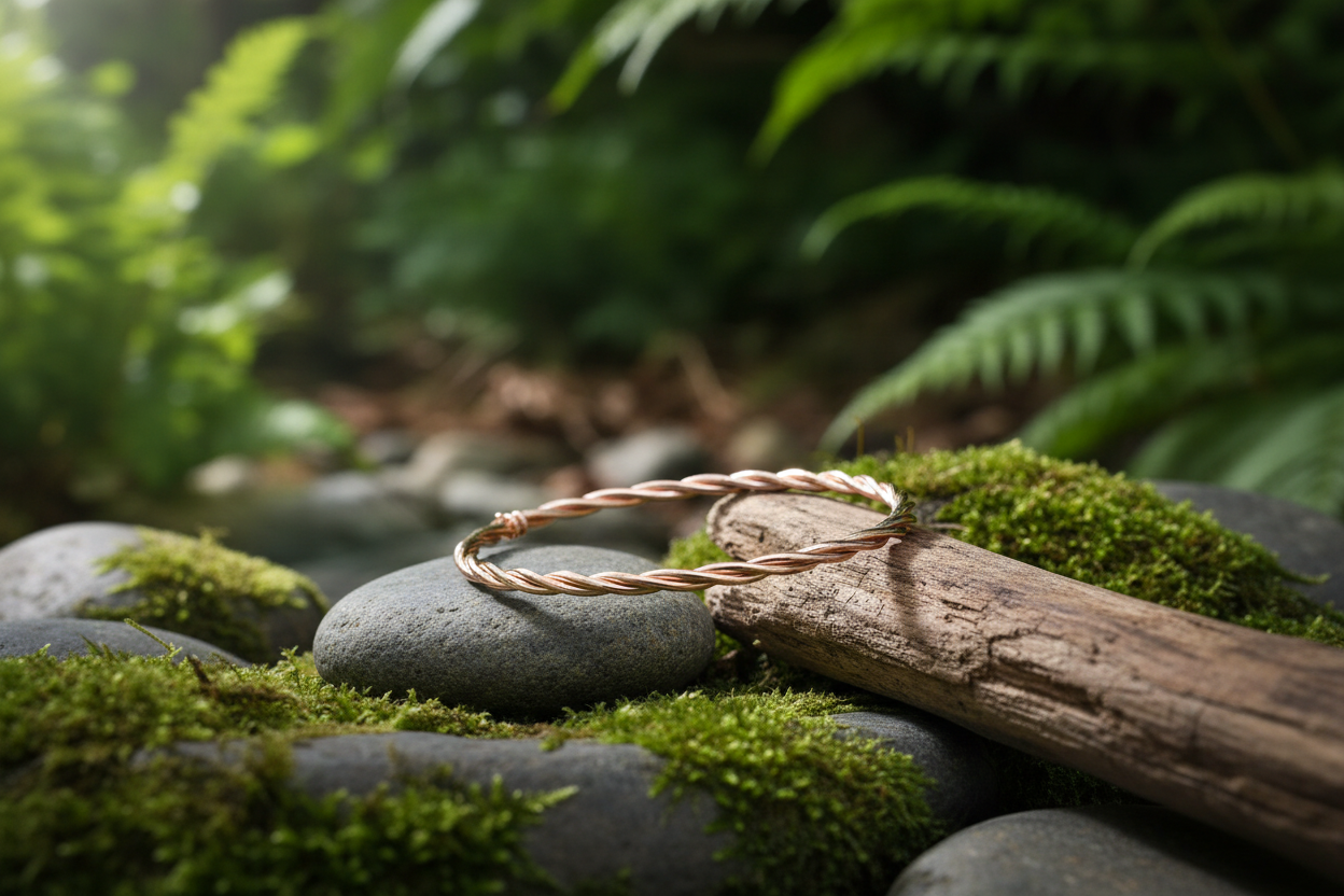 Rose Gold Ladies Bangle Ladies Twist Design Hallmarked British Made Special Gift
