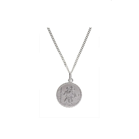 Small St. Christopher Pendant Sterling Silver 925 Hallmark 16 - 18" Chain