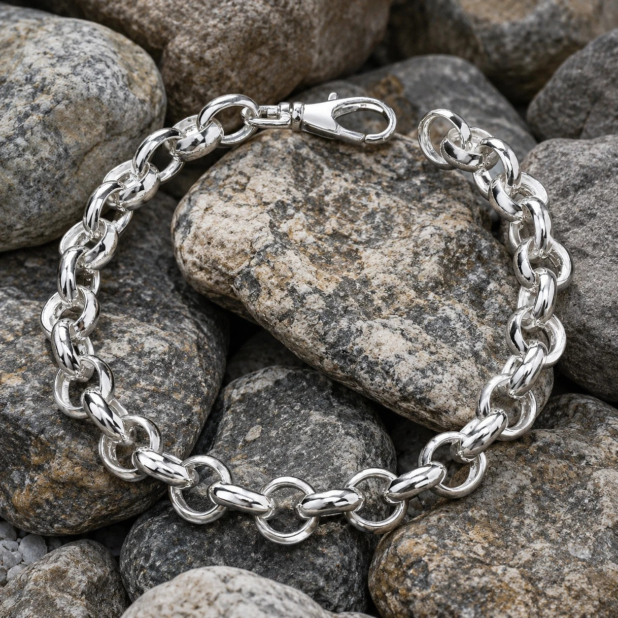 Mens Belcher Bracelet Solid Silver 8" Length British Made Hallmarked