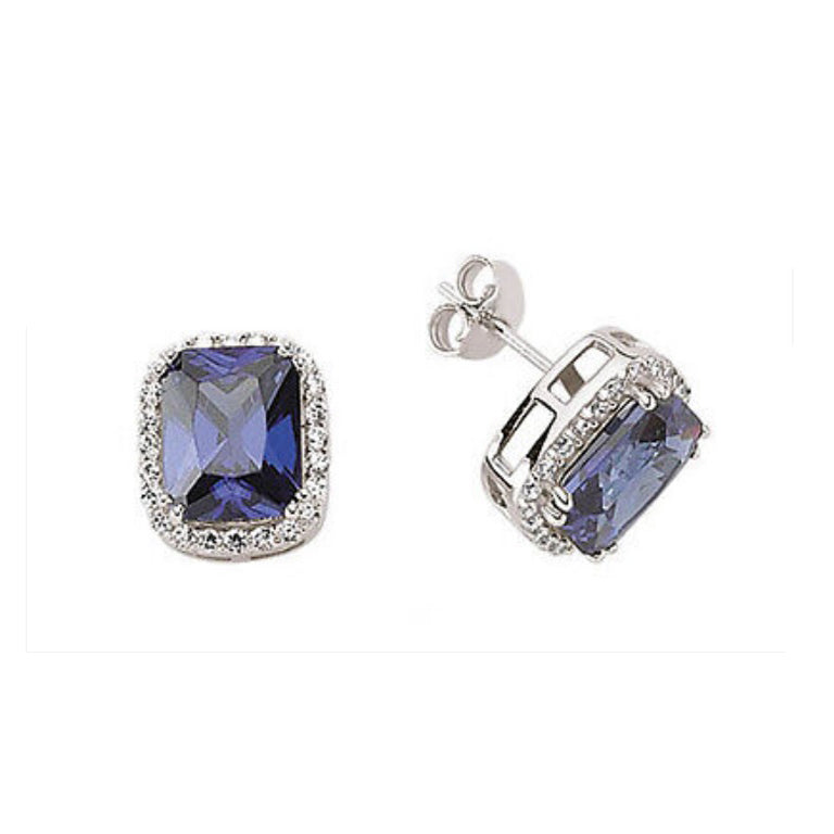 Sapphire Earrings Solid Silver Stud Sterling Silver Studs