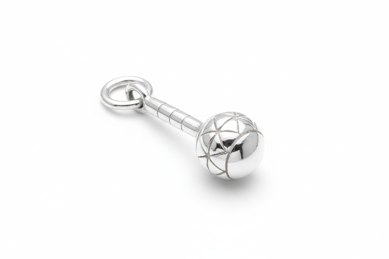 Silver Baby Rattle Pendant Christening New Mum Gift  925 Hallmark 14 - 24" Chain