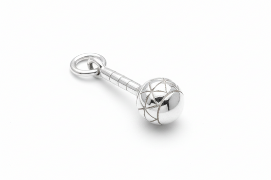Silver Baby Rattle Pendant Christening New Mum Gift  925 Hallmark 14 - 24" Chain
