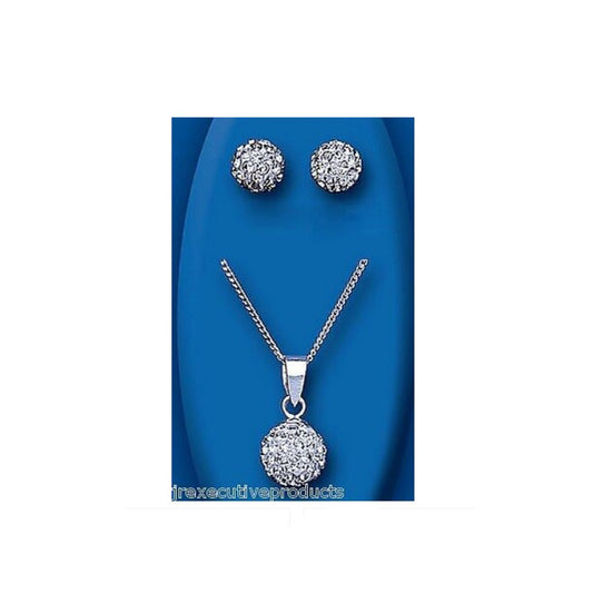 Solid Silver Crystal Set Pendant and Earrings Austrian Crystals 925 Hallmark