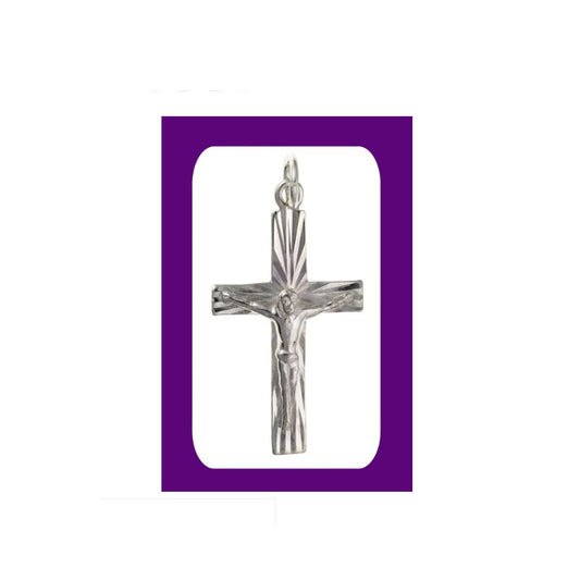 Silver Diamond Cut Crucifix Pendant Sterling Silver 925 Stamp All Chain Lengths
