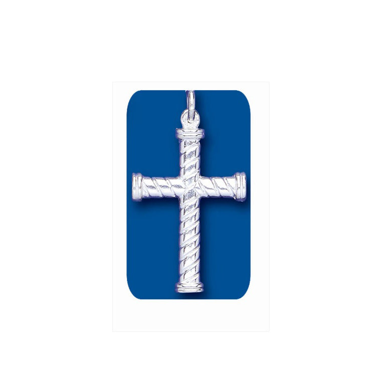 Solid Silver Rope Design Cross Pendant 925 Hallmark 30 x 25mm