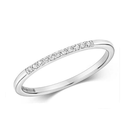 Diamond Eternity Ring Solid 9ct White Gold Slim  Band Real Diamonds
