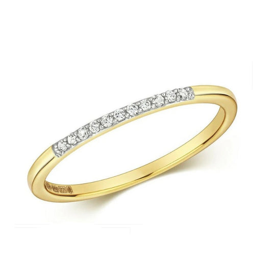 9ct Yellow Gold Diamond Eternity Ring Slim Band Hallmarked and Real Diamonds
