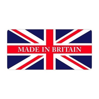 Made in Britain label featuring the Union Jack flag design