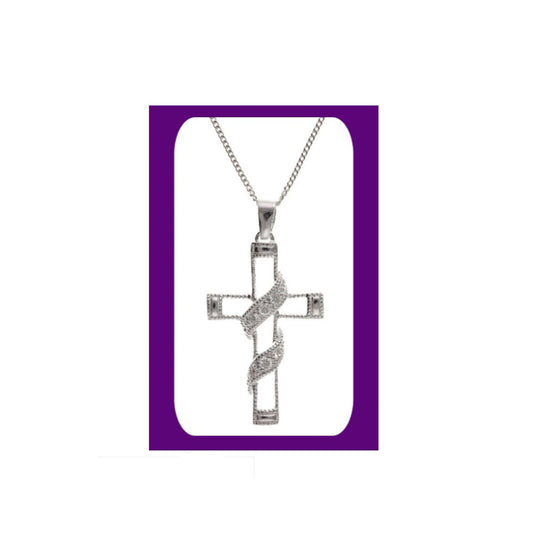 Sparkly Silver Cross Pendant Sterling Silver 925 Stamp 16 - 18" Adjustable Chain